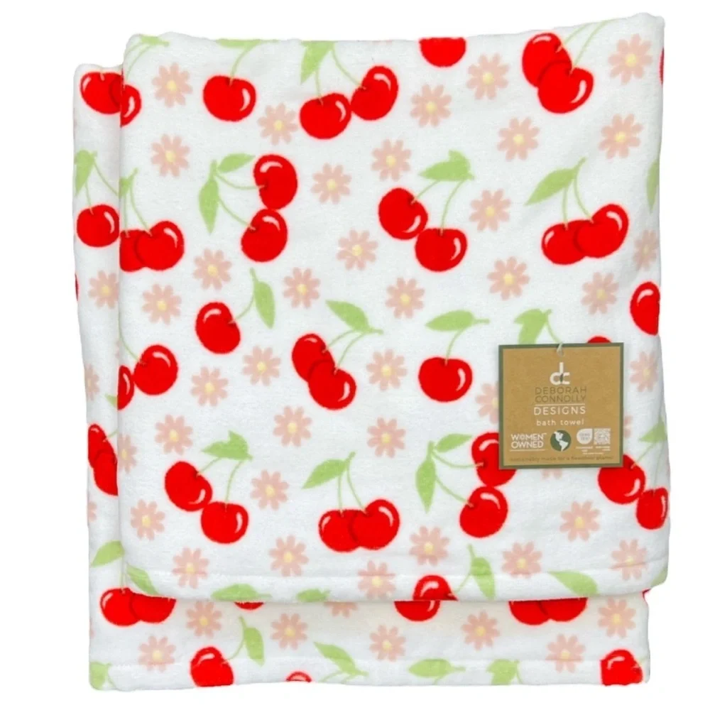 Deborah Connolly - ‘’Cherries’ bath towel set. NWT